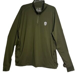 Zero Foxtrot NEW PT 1/4 Zip Long Sleeve Solid Green Mens XL Thumb Holes